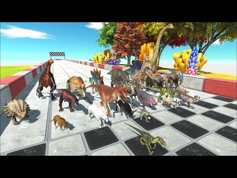 Dinosaurs VS Animals Speed Race Champions Funny - Animal Revolt Battle Simulator