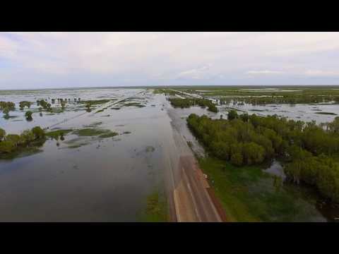 Drone flight over Roebuck plains in flood