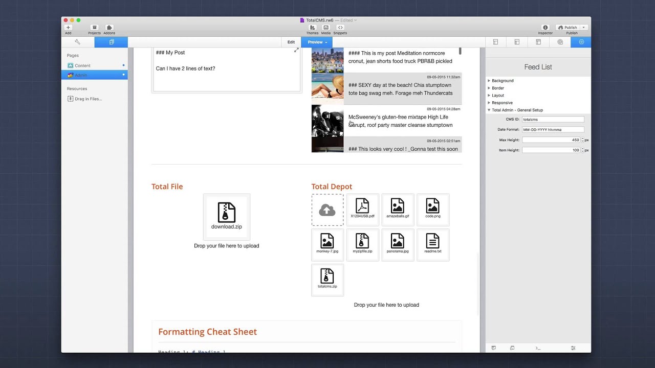 Manage Feeds with Total CMS for RapidWeaver