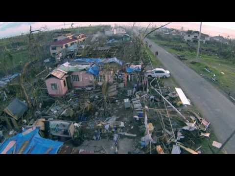 Drone flight at Tacloban Leyte Philippines 4 days after Typhoon Haiyan / Yolanda November 2013