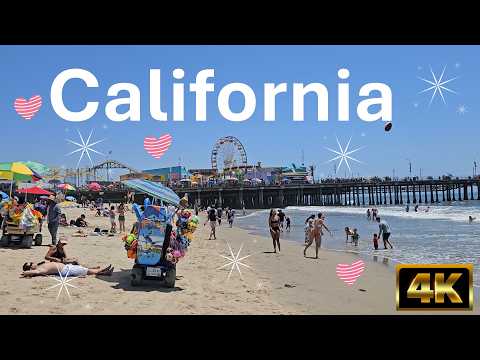 4K HDR Santa Monica California Walk Tour | Santa Monica Pier | California Beach Walking Guide Tour