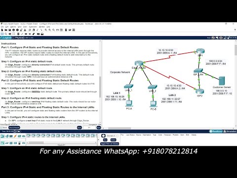 6.2.1 Packet Tracer - Configure IPv4 and IPv6 Static and Default Routes