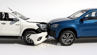 Crashing Toyota Hilux VS Mercedes X Class - Car Crash Test  | Cars Destruction in Slow Motion