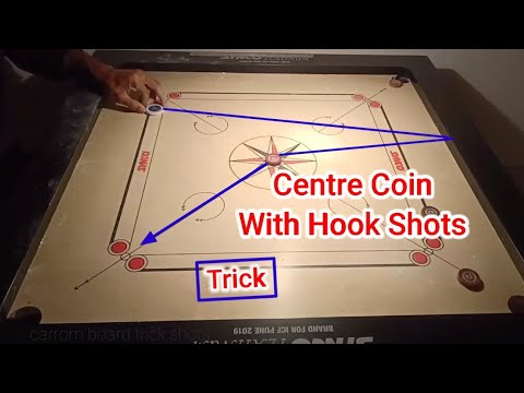 Pocket Centre Coin With Hook Shots | Carrom Board Trick Shot