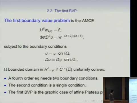 GPDE Workshop The Affine Maximal Surface Equation and Related Topics - Xu-Jia Wang