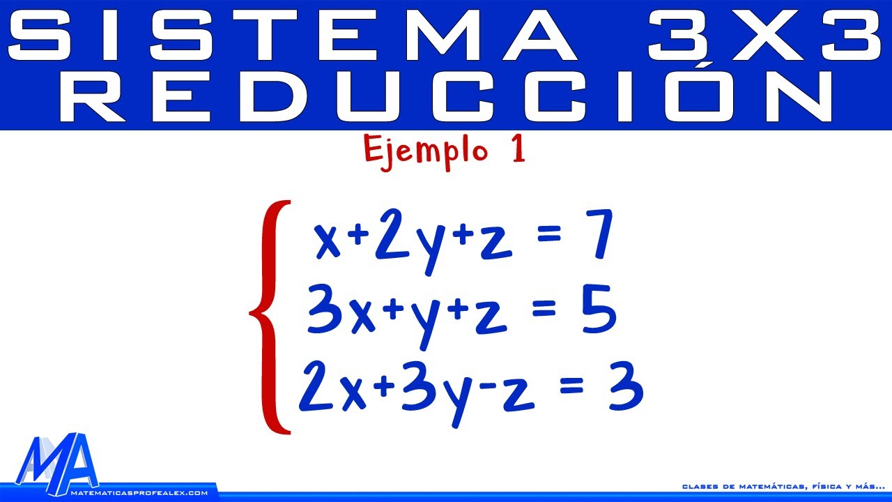Solución de un sistema de 3x3 | Método de Reducción - Eliminación 1  @MatematicasprofeAlex