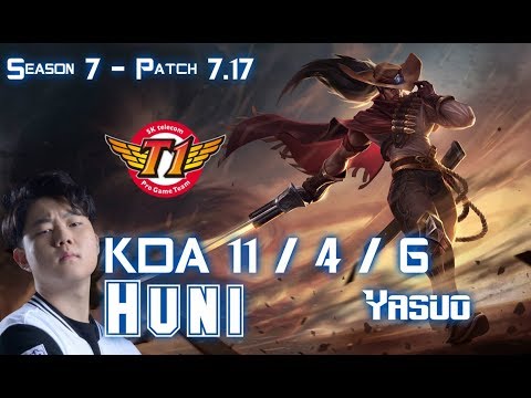SKT T1 Huni YASUO vs RENEKTON Top - Patch 7.17 KR Ranked