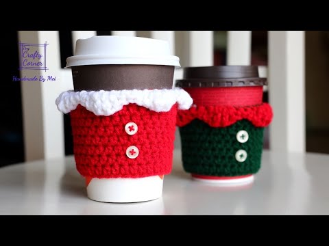 How to Crochet Easy Christmas Cup Cozy - For Beginners