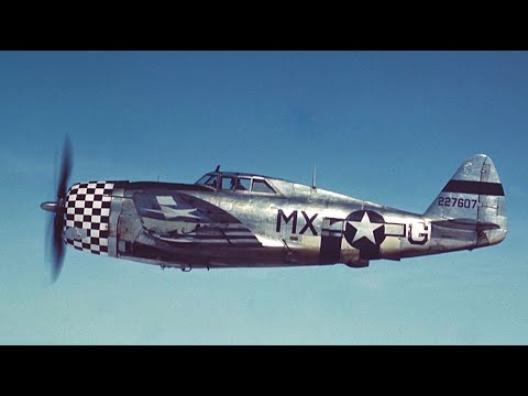 P-47 Thunderbolts vs German Luftwaffe Fighters - WWII Gun Camera Combat Footage