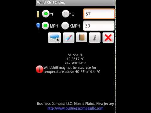 Wind Chill Index Android App Video