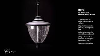 Watch A Video About the Eclipse Black Finish Outdoor Solar Powered LED Hanging Light