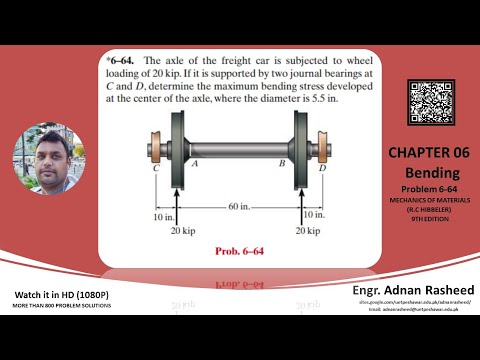 Determine maximum bending stress developed at center of axle | Problem 6-64 | Mechanics of material