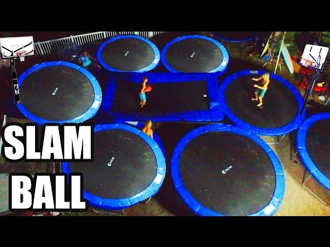 BACKYARD TRAMPOLINE BASKETBALL COURT!!! (SLAM BALL) | JOOGSQUAD PPJT