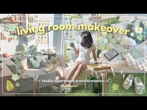 *AESTHETIC* LIVING ROOM MAKEOVER🍀☁️studio apartment transformation | cozy, pinterest-inspired