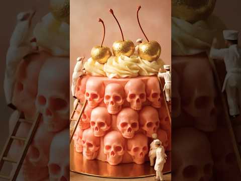 Pink Skull Cake by Mini Chefs #shorts #halloween #cake #ai