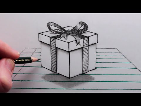 How to Draw a Floating Gift Box 3d Trick Art on Line...
