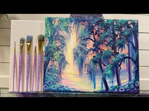 How To Paint A pretty Forest Landscape For Beginners