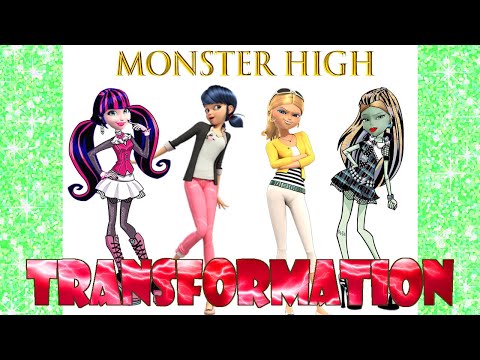 Miraculous Ladybug & Chloe Glow Up Into Monster High Girls Frankie Stein & Draculaura With Animation