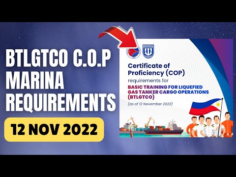 BASIC TRAINING FOR LIQUEFIED GAS TANKER CARGO OPERATIONS - MARINA COP REQUIREMENTS (12 NOV 2022)