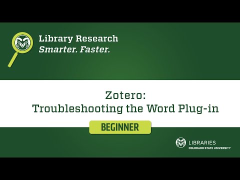 Zotero Basics - troubleshooting the Word plug-in