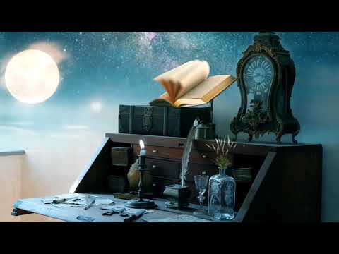 Ethereal Writing Room Ambience with ASMR sounds-quill pen writing, dripping water, clock ticks
