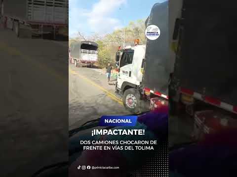 DOS CAMIONES CHOCARON DE FRENTE EN VÍAS DEL TOLIMA