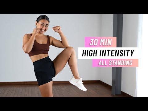 15 MIN INTENSE HIIT WORKOUT ALL STANDING Full Body No Equipment No Repeats