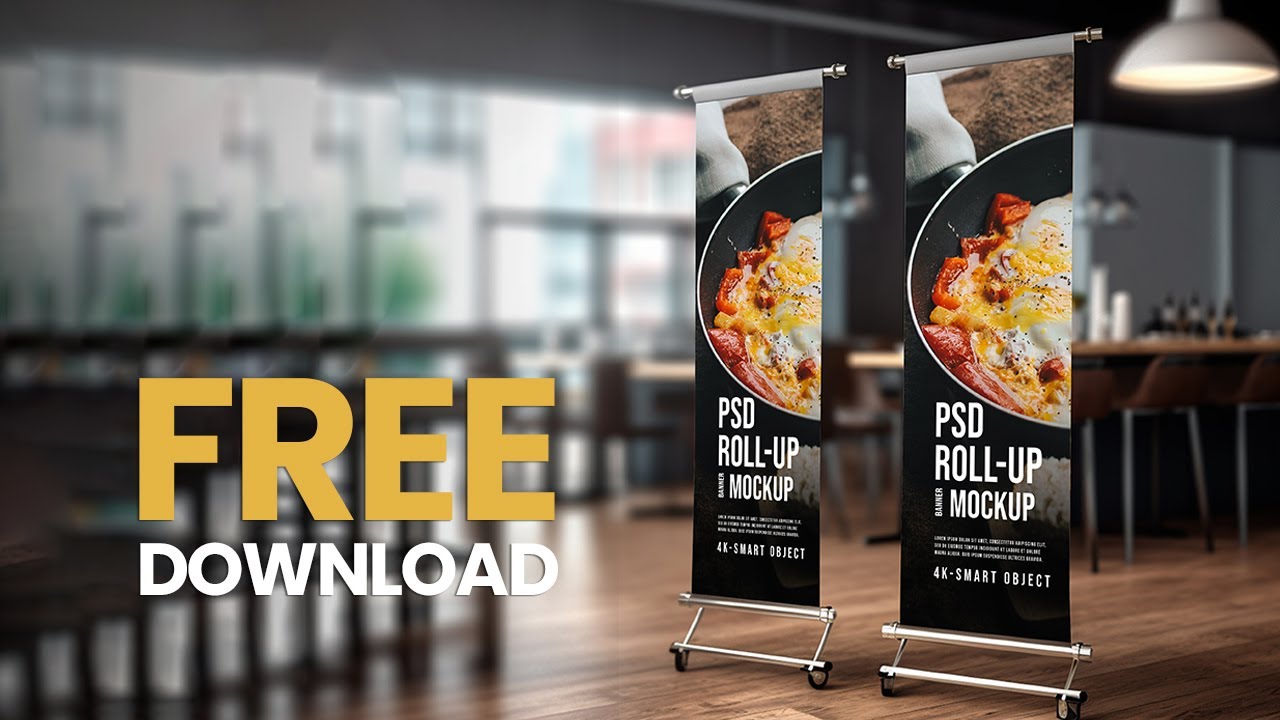 100% free download & how to use in photoshop || Roll-up banner mockup || no attribution is required