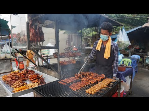 The Popular Couple Grill Meats & Testy on The Street @Hanoi Street - Yummy Varieties Food For Dinner