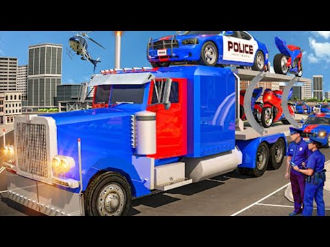 US Police Limousine Transporter Truck 2024 - Helicopter Multi Level Car Driver - Android GamePlay #2