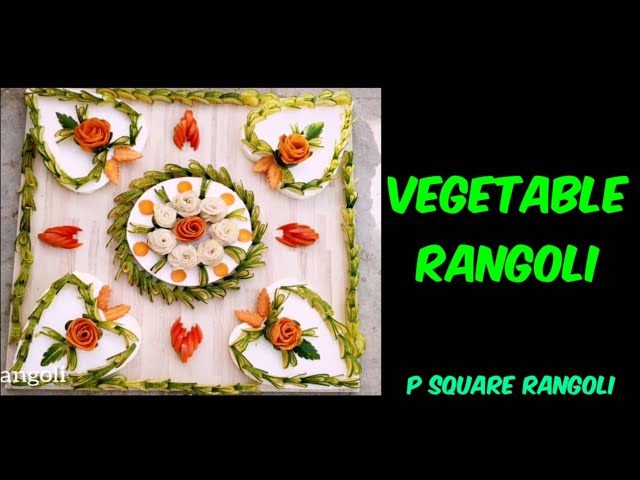 Beautiful 3d rangoli design using vegetables carving by p square - video 2