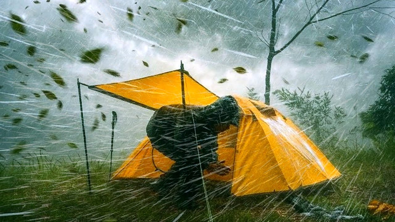 OVERPOWERED STORM‼️ TRAPPED IN A VIOLENT STORM WHILE CAMPING ⛈️ SOLO CAMPING IN RAINSTORM 