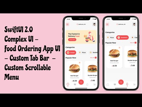 SwiftUI 2.0 Complex App UI - Food Ordering App UI - Custom Tab Bar - Custom Menu - SwiftUI Tutorials