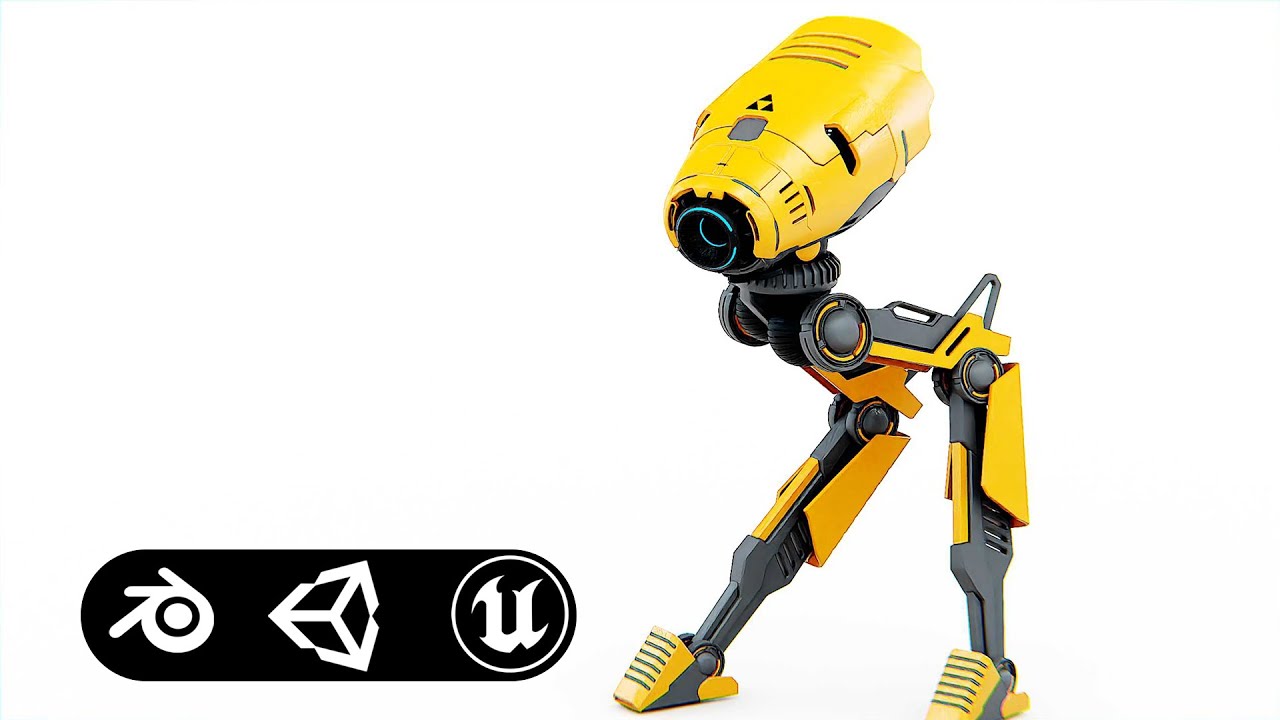 Combat Droid D-300 Auto-Rig Pro Rigged For Mixamo Unreal Engine Unity 3D Model
