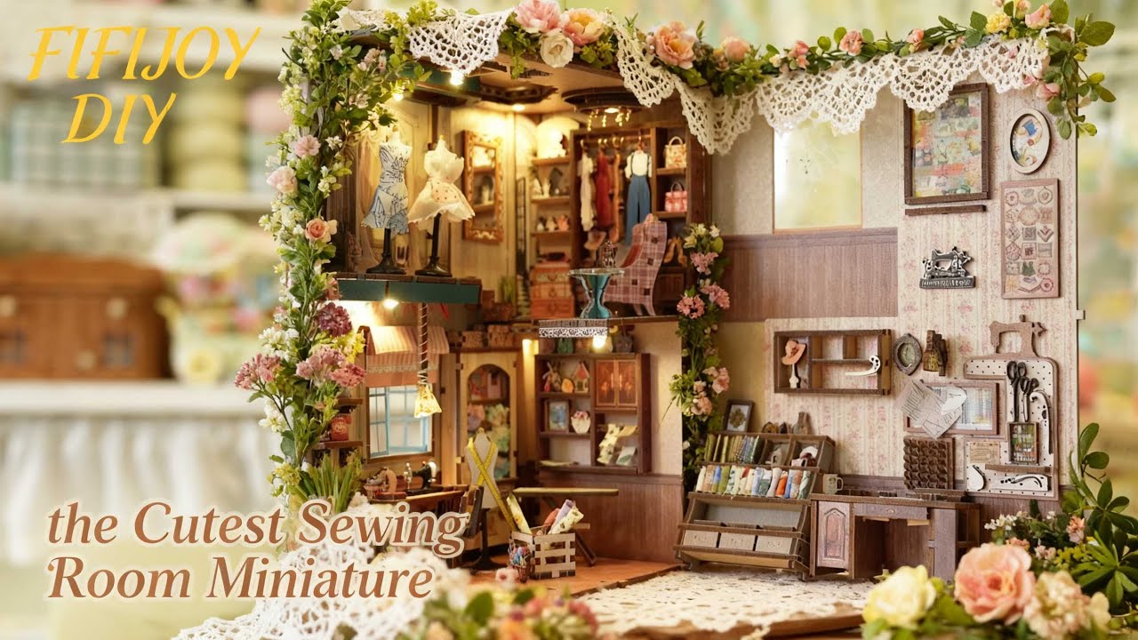 Building the Cutest Sewing Room Miniature 🧵 🎁Perfect Gift for Christmas!🎄✨#CozyVibes#satisfying