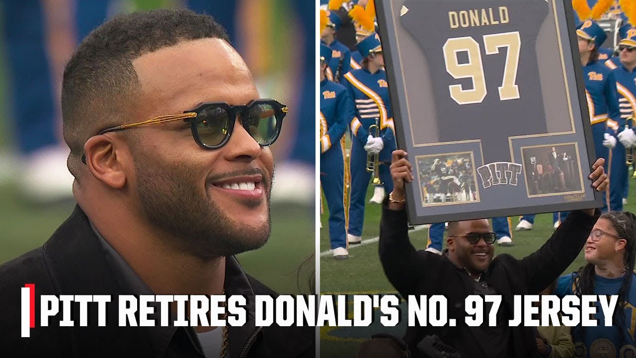 Pittsburgh Panthers retire Aaron Donald's No. 97 jersey at Pitt halftime | ESPN College Football