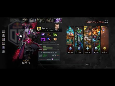 DOTA 2 - TI 10: OG.Topson is insane! 23/3/4 Void Spirit vs Quincy Crew *POV*