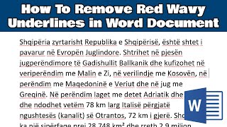 How To Remove Red Wavy Underlines in Word Document