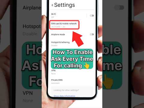 How to Enable Ask Every Time For Calling #shorts #ytshorts #simcards #viralvideo #viralshorts #viral