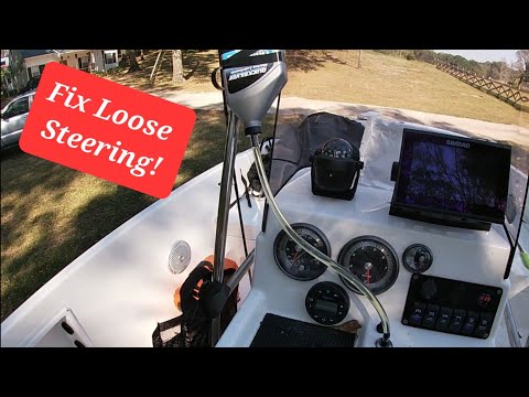 How to bleed and prime hydraulic steering on Marine engine. FIX LOOSE HYDRAULIC STEERING.