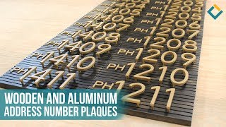 Pin Mounted Aluminum Address Numbers on Wooden Plaques