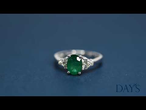 Emerald Ring In 14kt White Gold With Diamonds (1/3ct Tw)