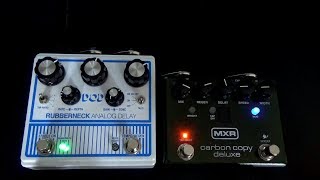 Video thumbnail for MXR Carbon Copy Deluxe vs. DOD Rubberneck Analog Delay Comparison by DelayDude