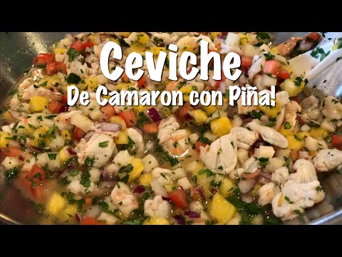 Ceviche de Camaron con Piña - Como hacer Ceviche de Camaron con Piña - Receta de Ceviche de Camaron