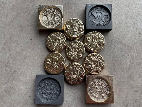 Sand Casting Graphite Molds from ArtByAdrock in Aluminum Bronze - Monkey Island & Pirate Coin Molds