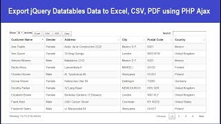 Export jQuery Datatables Data to Excel CSV PDF using PHP Ajax