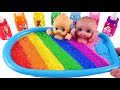 Satisfying Video L How To Make Rainbow Bathtub With Mixing Slime From Glitter Cutting ASMR 46