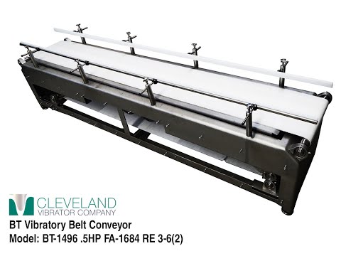 Vibratory Belt Table for Settling and Compacting Chicken Breasts - Cleveland Vibrator Co.