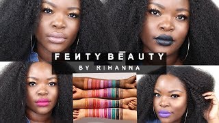 NEW Fenty Beauty Mattemoiselle Lip Swatch  on Dark Skin | 10 New Shades |  Le Beat