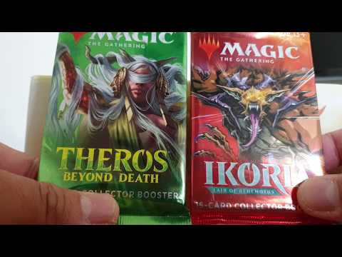 MTG:  Ikoria: Lair of Behemoths VS Theros Beyond Death Collector Booster ! Err Where is my luck !